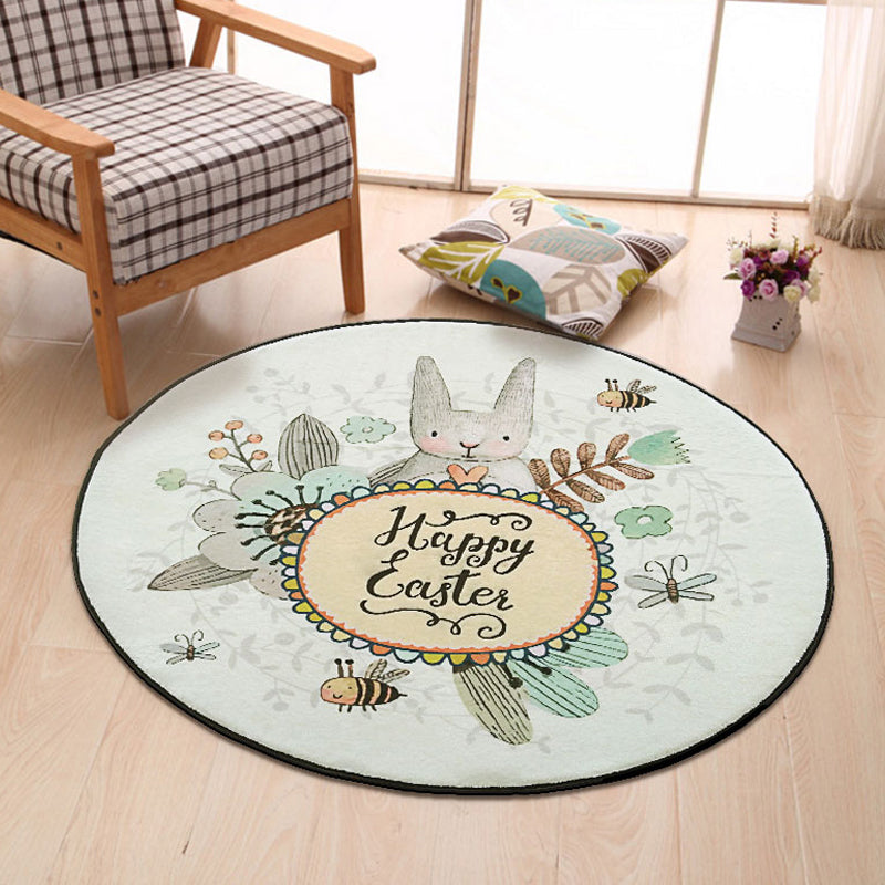 Cutest Cartoon Rug Multicolored Animal and Flower Print Carpet Polypropylene Rug for Kids Bedroom Beige Clearhalo 'Area Rug' 'Rug' 1927494
