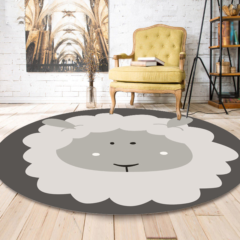 Dark Color Cartoon Area Rug Synthetics Animal Head Carpet Stain-Proof Non-Slip Rug for Nursery Clearhalo 'Area Rug' 'Rug' 1927524