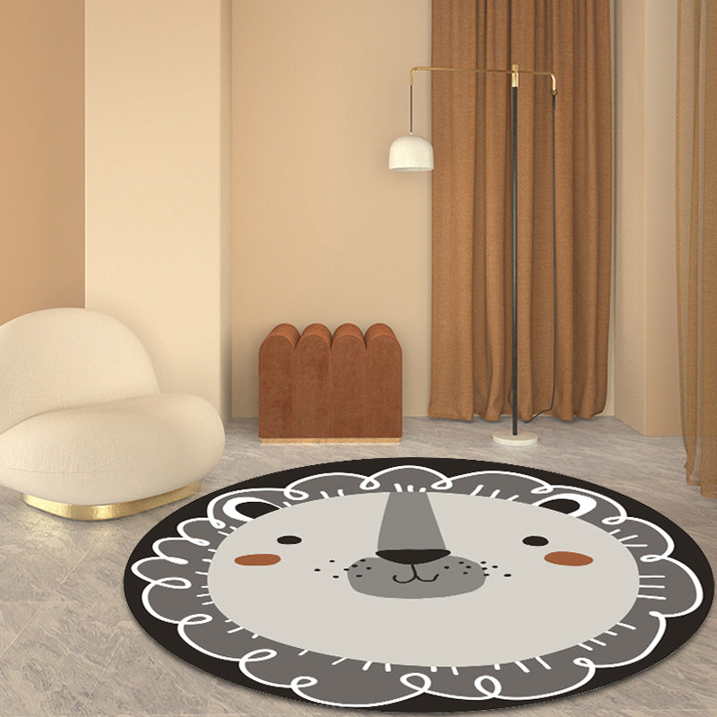 Dark Color Cartoon Area Rug Synthetics Animal Head Carpet Stain-Proof Non-Slip Rug for Nursery Clearhalo 'Area Rug' 'Rug' 1927526