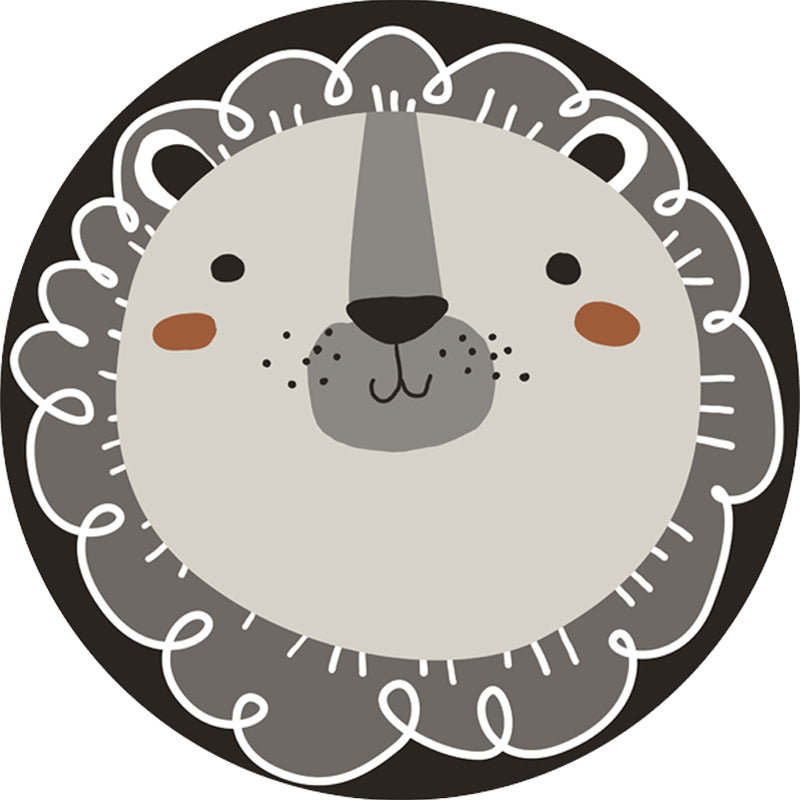 Dark Color Cartoon Area Rug Synthetics Animal Head Carpet Stain-Proof Non-Slip Rug for Nursery Clearhalo 'Area Rug' 'Rug' 1927528