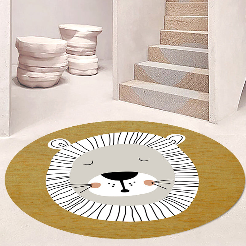Dark Color Cartoon Area Rug Synthetics Animal Head Carpet Stain-Proof Non-Slip Rug for Nursery Clearhalo 'Area Rug' 'Rug' 1927533