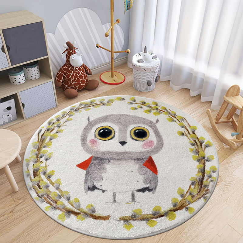 Cartoon Animal Indoor Rug Soft Color Polyester Rug Anti-Slip Backing Washable Carpet for Childrens Bedroom Grey Clearhalo 'Area Rug' 'Rug' 1927541