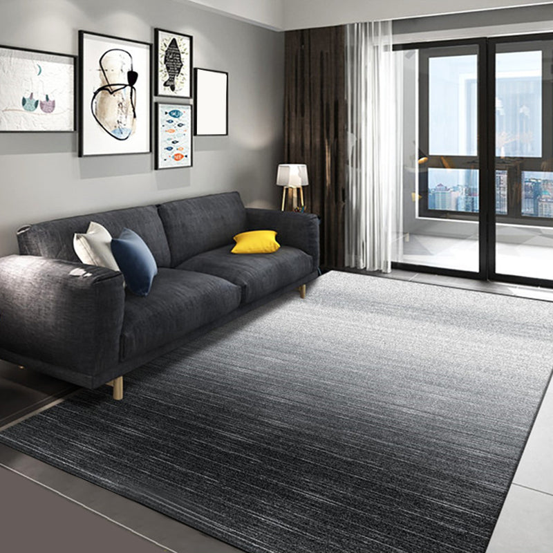 Plain Color Simple Style Rug Polyester Ombre Area Carpet Machine Washable Anti-Slip Rug for Living Room Gloss Black Clearhalo 'Area Rug' 'Modern' 'Rugs' Rug' 1927547