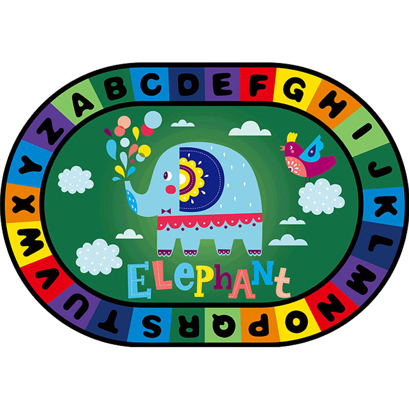 Stylish Letters and Animal Rug Multi Colored Cartoon Carpet Synthetics Anti-Slip Educational Rug Clearhalo 'Area Rug' 'Rug' 1927559