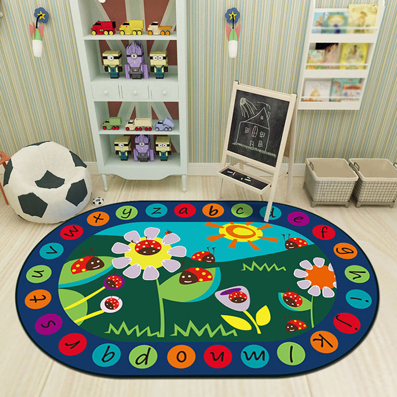 Multicolor Kids Room Rug Cartoon Alphabet Letters and Numbers Carpet ...