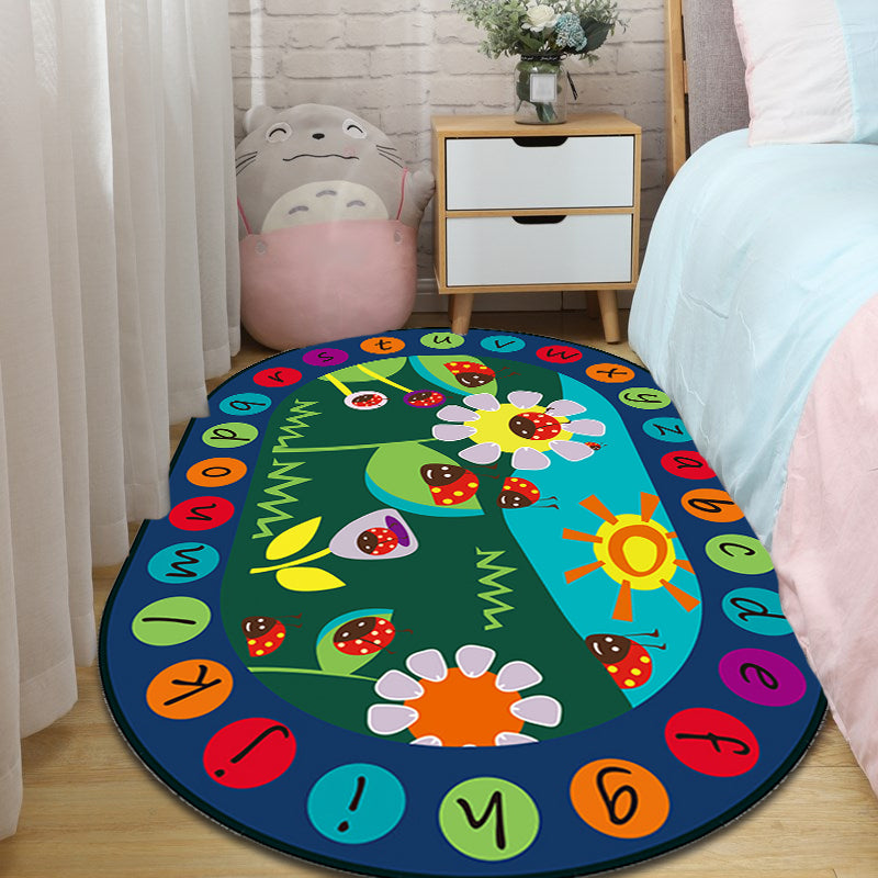Multicolor Kids Room Rug Cartoon Alphabet Letters and Numbers Carpet Polyester Pet Friendly Rug Clearhalo 'Area Rug' 'Rug' 1927588