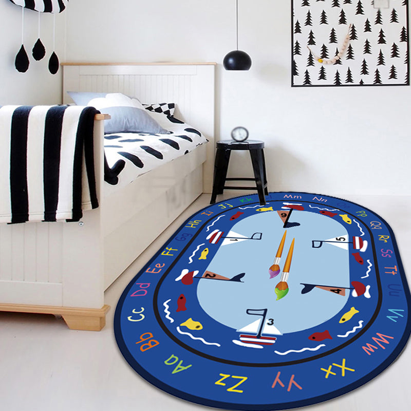 Multicolor Kids Room Rug Cartoon Alphabet Letters and Numbers Carpet Polyester Pet Friendly Rug Clearhalo 'Area Rug' 'Rug' 1927599