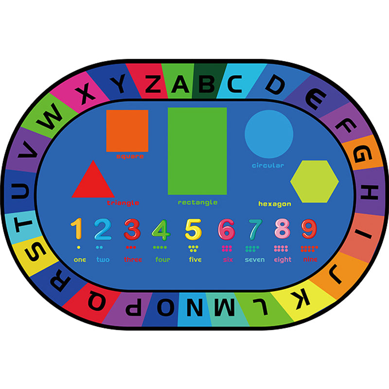 Multicolor Kids Room Rug Cartoon Alphabet Letters and Numbers Carpet Polyester Pet Friendly Rug Clearhalo 'Area Rug' 'Rug' 1927603