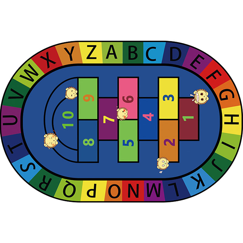 Multicolor Kids Room Rug Cartoon Alphabet Letters and Numbers Carpet Polyester Pet Friendly Rug Clearhalo 'Area Rug' 'Rug' 1927606