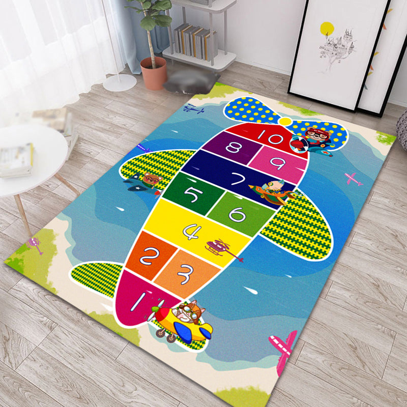 Multicolor Kids Room Rug Cartoon Alphabet Letters and Numbers Carpet Polyester Pet Friendly Rug Clearhalo 'Area Rug' 'Rug' 1927611