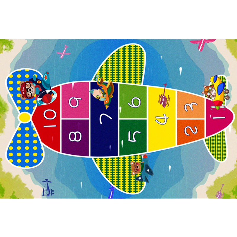Multicolor Kids Room Rug Cartoon Alphabet Letters and Numbers Carpet Polyester Pet Friendly Rug Clearhalo 'Area Rug' 'Rug' 1927612