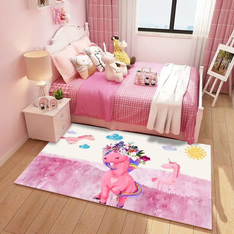 Dreamy Fairy Tale Area Rug Pastel Color Cartoon Rug Polypropylene Stain Resistant Carpet for Nursery Pink Clearhalo 'Area Rug' 'Rug' 1927613