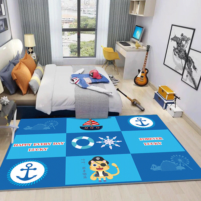 Cool Kids Rug Dark Color Fantasy World Area Carpet Anti-Slip Backing Washable Rug for Child Room Blue Clearhalo 'Area Rug' 'Rug' 1927634