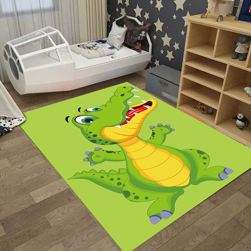 Creative Pastel Cartoon Rug Synthetics Animal Pattern Rug Stain-Proof Non-Slip Carpet for Kids Bedroom Green Clearhalo 'Area Rug' 'Rug' 1927646