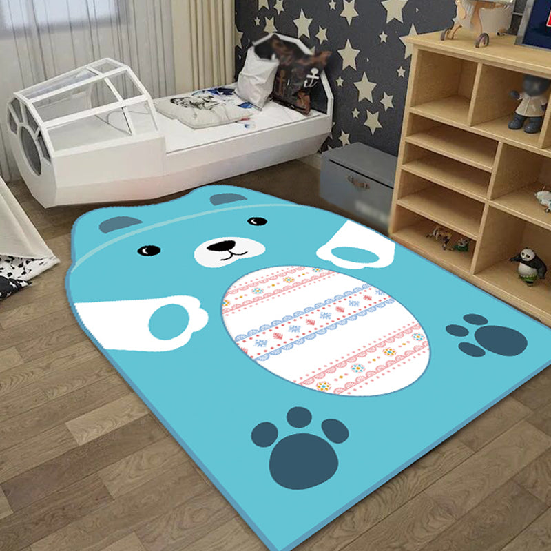 Creative Pastel Cartoon Rug Synthetics Animal Pattern Rug Stain-Proof Non-Slip Carpet for Kids Bedroom Blue Clearhalo 'Area Rug' 'Rug' 1927652