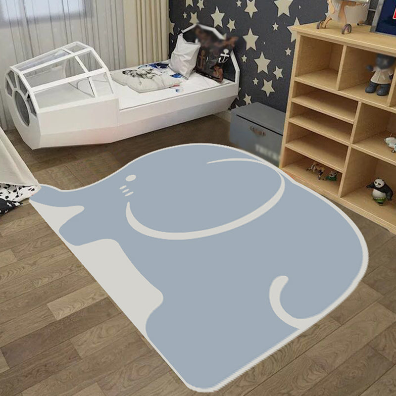 Creative Pastel Cartoon Rug Synthetics Animal Pattern Rug Stain-Proof Non-Slip Carpet for Kids Bedroom Grey Clearhalo 'Area Rug' 'Rug' 1927653
