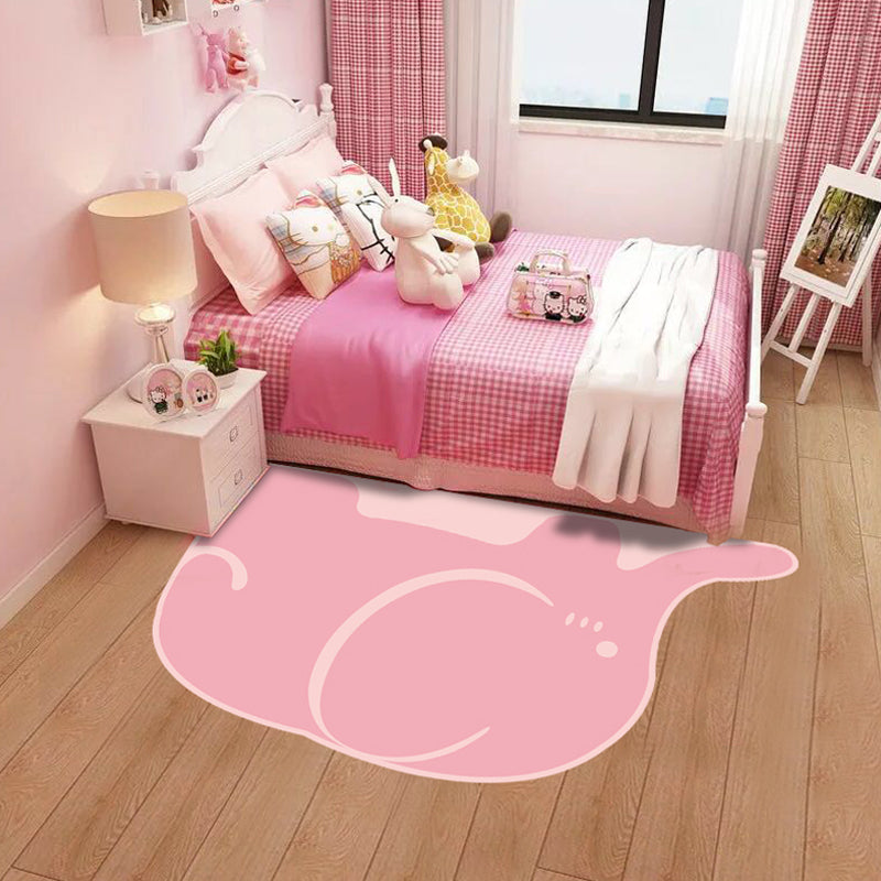 Creative Pastel Cartoon Rug Synthetics Animal Pattern Rug Stain-Proof Non-Slip Carpet for Kids Bedroom Pink Clearhalo 'Area Rug' 'Rug' 1927654
