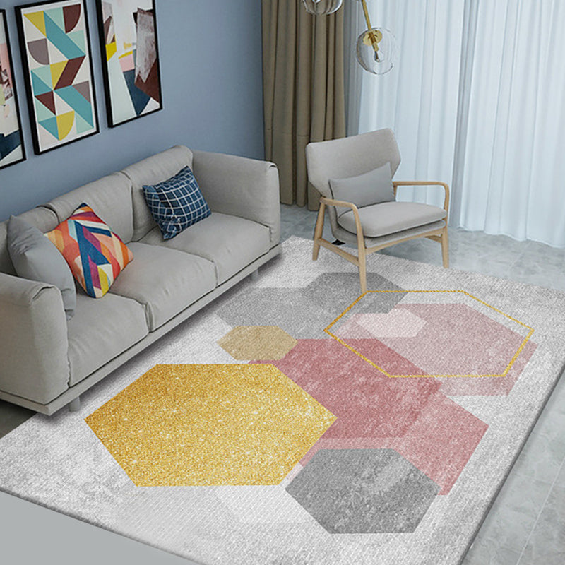 Soft Color Modern Rug Synthetics Geometric Shapes Area Carpet Easy Care ...