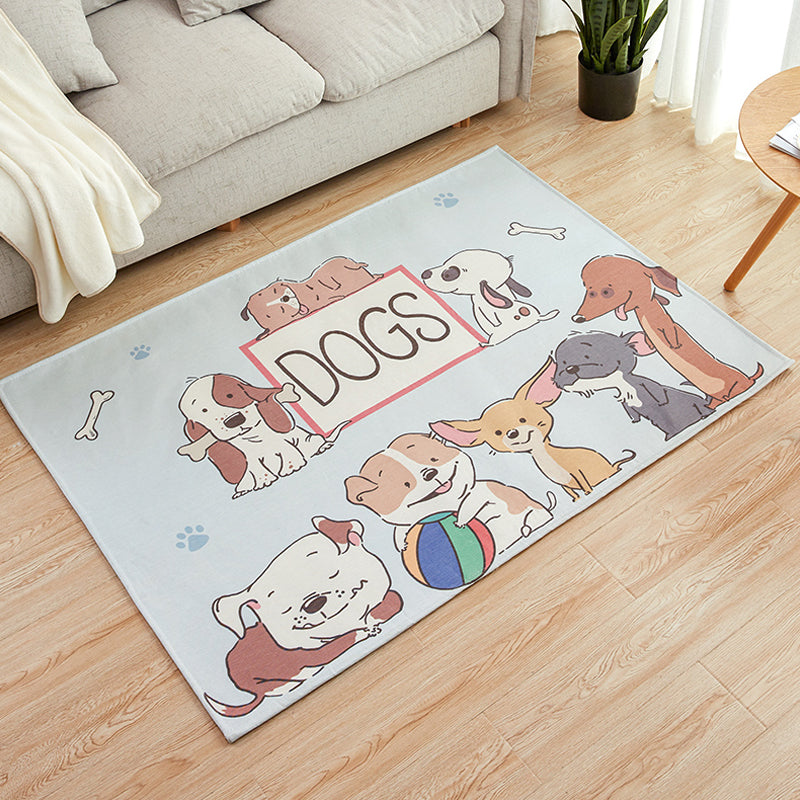 Kids Style Nursery Rug Multi Color Animal Carpet with Script Synthetics Non-Slip Backing Stain Resistant Rug Light Blue Clearhalo 'Area Rug' 'Rug' 1927708