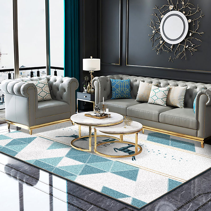 Bold Triangle Print Indoor Rug Multi-Colored Modern Area Carpet Synthetics Easy Care Rug for Home Decor Sky Blue Clearhalo 'Area Rug' 'Modern' 'Rugs' Rug' 1927733