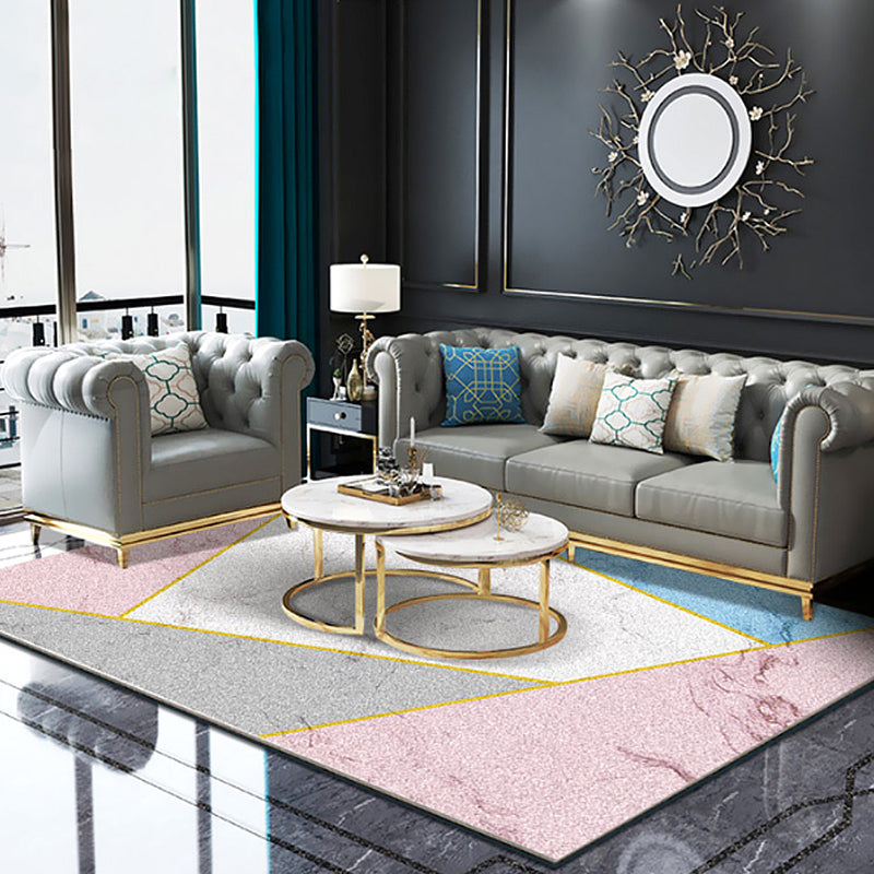 Bold Triangle Print Indoor Rug Multi-Colored Modern Area Carpet Synthetics Easy Care Rug for Home Decor Pink Clearhalo 'Area Rug' 'Modern' 'Rugs' Rug' 1927734