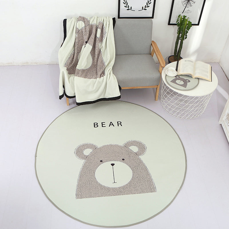 Cute Kids Indoor Rug Light Color Animal Rug with Words Anti-Slip Backing Pet Friendly Carpet Black Clearhalo 'Area Rug' 'Rug' 1927743