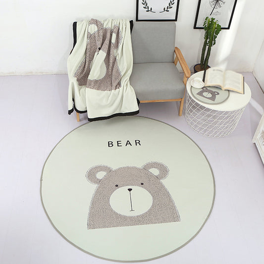 Cute Kids Indoor Rug Light Color Animal Rug with Words Anti-Slip Backing Pet Friendly Carpet Black