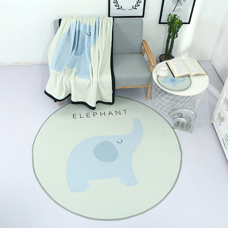 Cute Kids Indoor Rug Light Color Animal Rug with Words Anti-Slip Backing Pet Friendly Carpet Light Blue Clearhalo 'Area Rug' 'Rug' 1927744