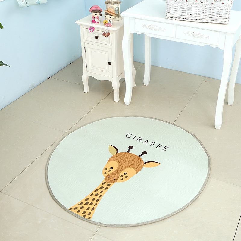 Cute Kids Indoor Rug Light Color Animal Rug with Words Anti-Slip Backing Pet Friendly Carpet Yellow Clearhalo 'Area Rug' 'Rug' 1927746