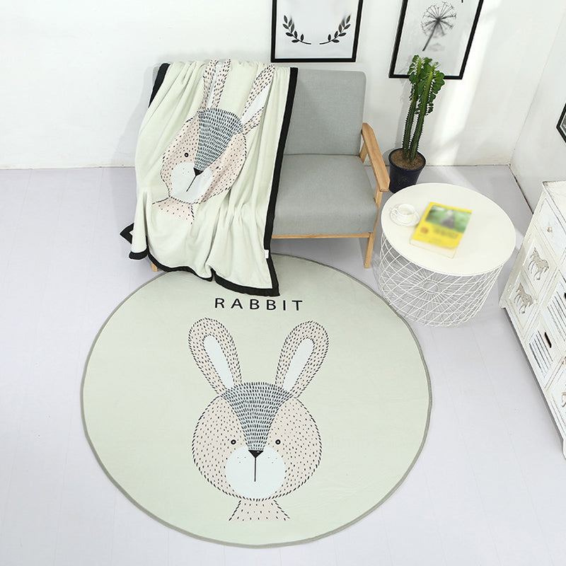 Cute Kids Indoor Rug Light Color Animal Rug with Words Anti-Slip Backing Pet Friendly Carpet Grey Clearhalo 'Area Rug' 'Rug' 1927747