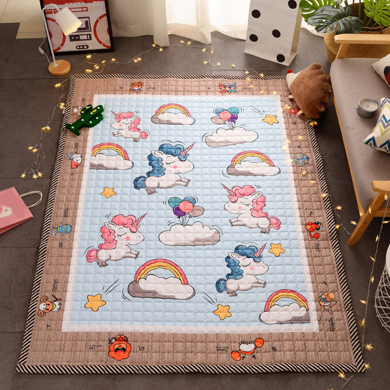 Lovely Cartoon Rug Bright Color Animal Indoor Rug Washable Anti-Slip Area Carpet for Nursery Blue 4'11" x 6'7" Clearhalo 'Area Rug' 'Rug' 1927754