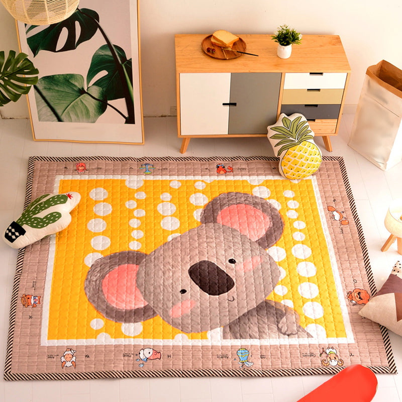 Lovely Cartoon Rug Bright Color Animal Indoor Rug Washable Anti-Slip Area Carpet for Nursery Yellow 4'11" x 6'7" Clearhalo 'Area Rug' 'Rug' 1927759