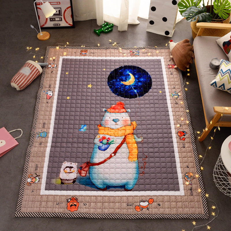 Lovely Cartoon Rug Bright Color Animal Indoor Rug Washable Anti-Slip Area Carpet for Nursery Brown 4'11" x 6'7" Clearhalo 'Area Rug' 'Rug' 1927761