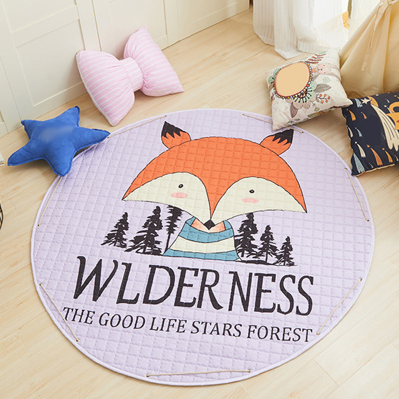 Multi Color Animal Rug Cotton Cartoon Area Carpet Non-Slip Easy Care Rug for Kids Bedroom Light Purple 4'11" x 4'11" Clearhalo 'Area Rug' 'Rug' 1927788