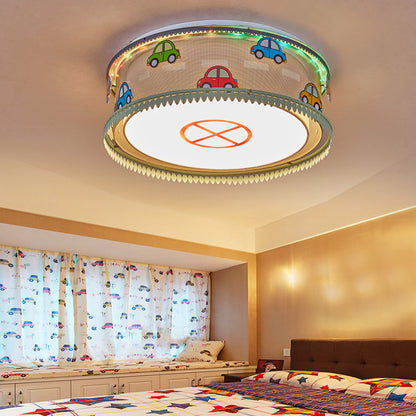 Drum Kid Bedroom Flush Mount Ceiling Fixture Acrylic Cartoon Ceiling Light Multi Color White Clearhalo 'Ceiling Lights' 'Close To Ceiling Lights' 'Close to ceiling' 'Flush mount' Lighting' 192779
