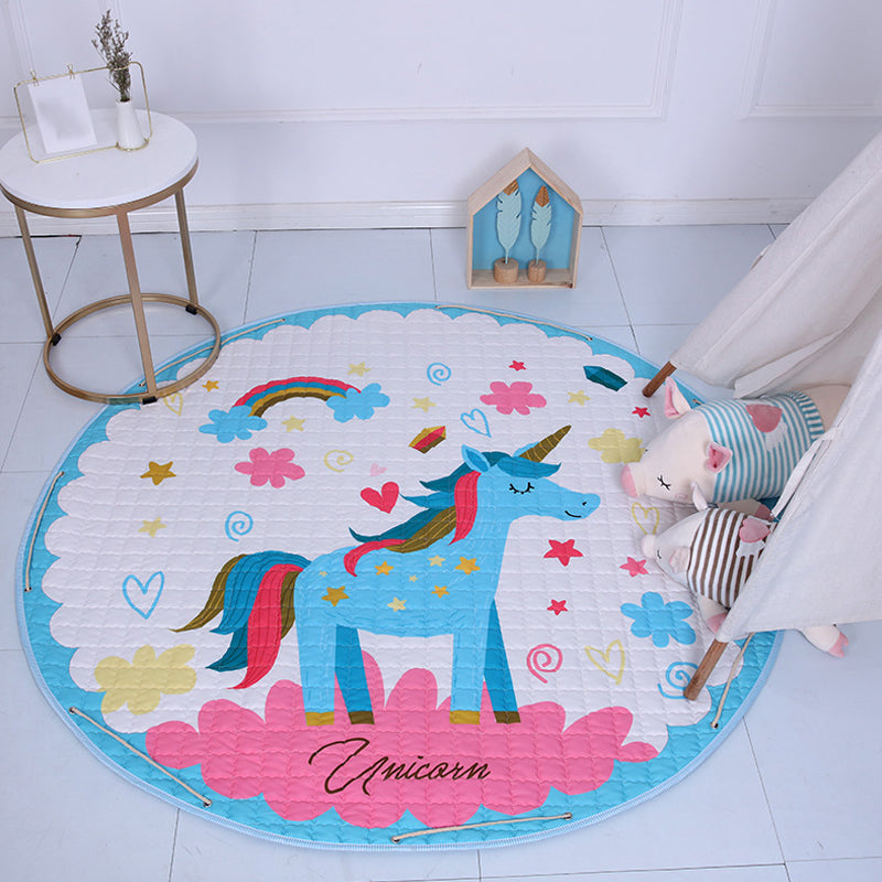 Cute Cartoon Indoor Rug Multicolor Animal Pattern Rug Washable Pet Friendly Anti-Slip Carpet for Nursery Pink 4'11" x 4'11" Clearhalo 'Area Rug' 'Rug' 1927799
