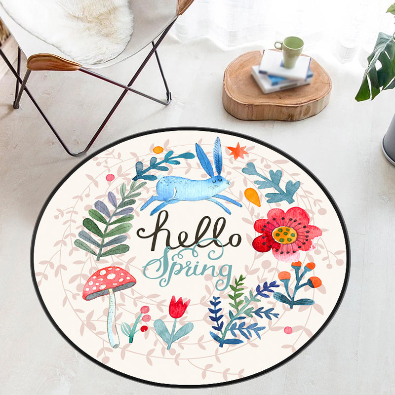 Cartoon Baby Room Rug Multi Color Animal in the Woods Carpet Polypropylene Stain Resistant Rug Blue Clearhalo 'Area Rug' 'Rug' 1927828