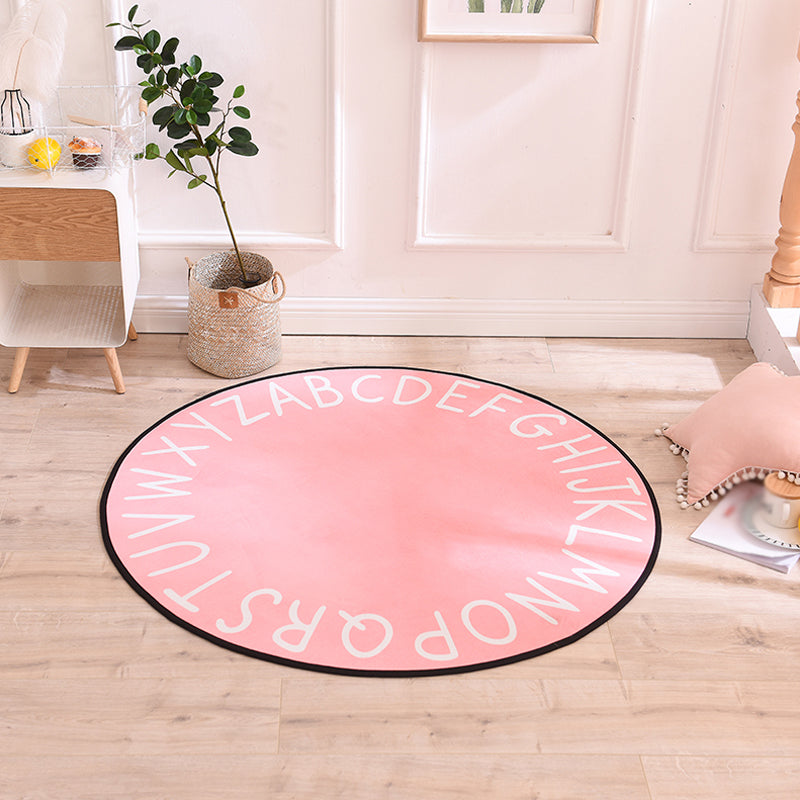 Pastel Alphabet Rug Synthetics Kids Area Carpet Anti-Slip Backing Rug for Childrens Bedroom Pink Clearhalo 'Area Rug' 'Rug' 1927843
