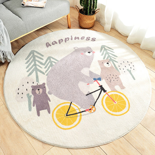 Lovely Kids Style Rug Soft Color Animal and Words Pattern Rug Pet Friendly Anti-Slip Carpet for Nursery Yellow