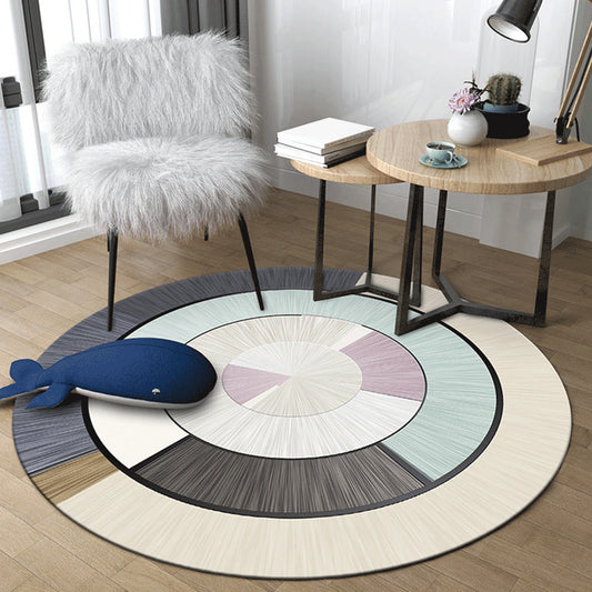 Pastel Dorm Room Rug Nordic Geometric Shapes Area Carpet Polypropylene Non-Slip Backing Indoor Rug Beige