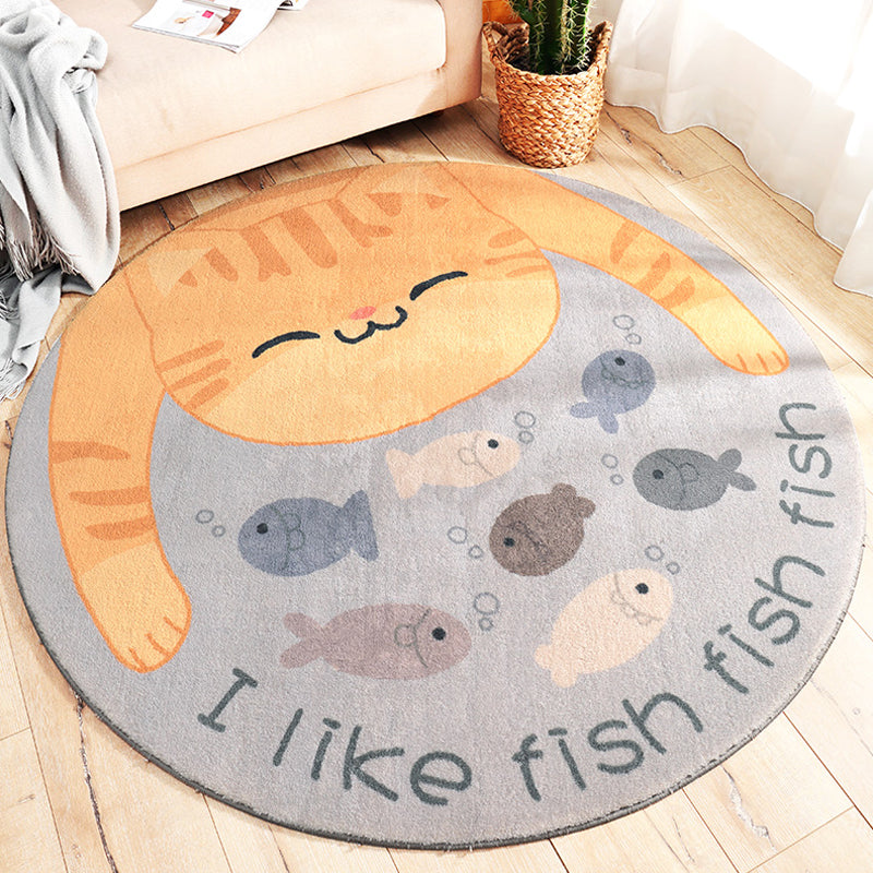 Cute Pet Indoor Rug Pastel Cartoon Rug Polypropylene Washable Stain-Proof Non-Slip Carpet for Baby Room Yellow-Red Clearhalo 'Area Rug' 'Rug' 1927895