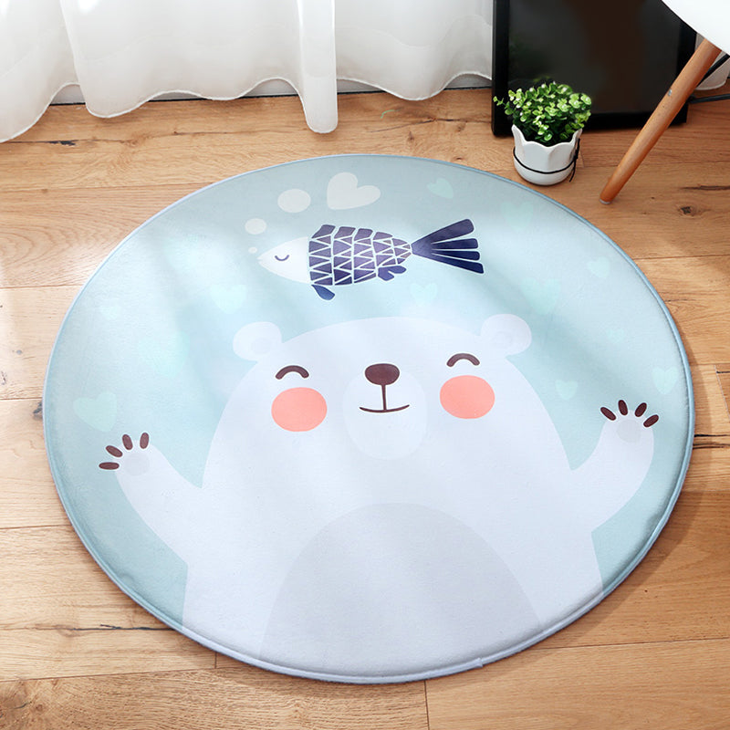 Cartoon Kids Room Rug Soft Color Wild Animal Rug Synthetics Anti-Slip Backing Area Carpet White Clearhalo 'Area Rug' 'Rug' 1927896