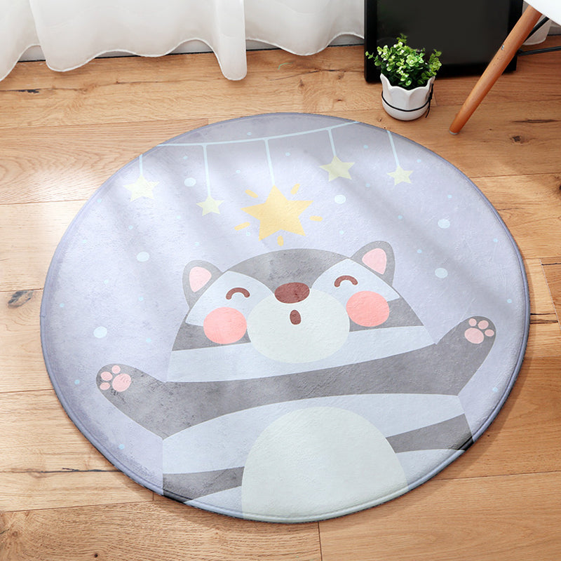 Cartoon Kids Room Rug Soft Color Wild Animal Rug Synthetics Anti-Slip Backing Area Carpet Light Purple Clearhalo 'Area Rug' 'Rug' 1927902