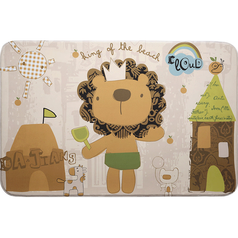 Multicolor Wild Animal Rug with Scripts Polyester Cartoon Carpet Pet Friendly Non-Slip Backing Rug for Child Room Clearhalo 'Area Rug' 'Rug' 1927908