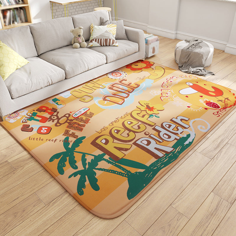 Multicolor Wild Animal Rug with Scripts Polyester Cartoon Carpet Pet Friendly Non-Slip Backing Rug for Child Room Camel Clearhalo 'Area Rug' 'Rug' 1927915