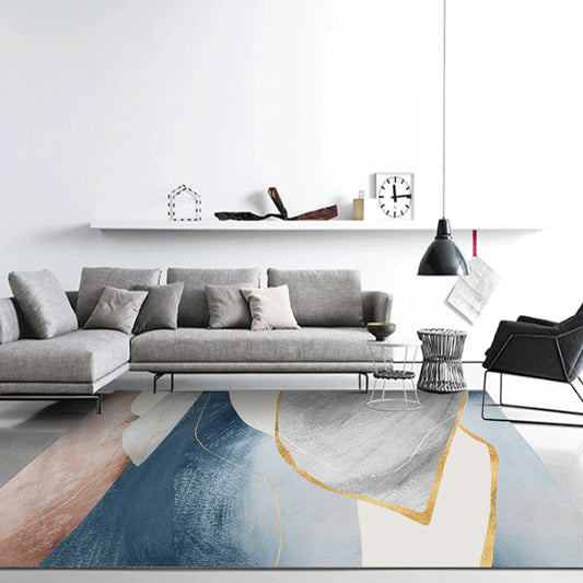 Industrial Abstract Patterned Rug Gradient Color Synthetics Carpet Stain Resistant Washable Non-Slip Rug for Home Sky Blue