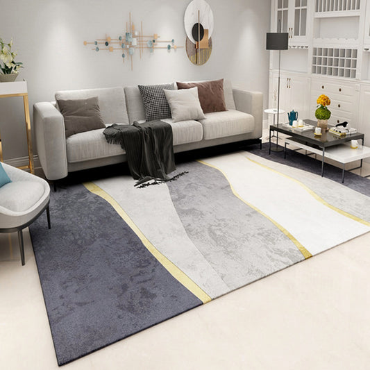 Steampunk Living Room Rug Dark Color Line Art Abstract Carpet Polyester Anti-Slip Backing Rug for Living Room Heather Gray