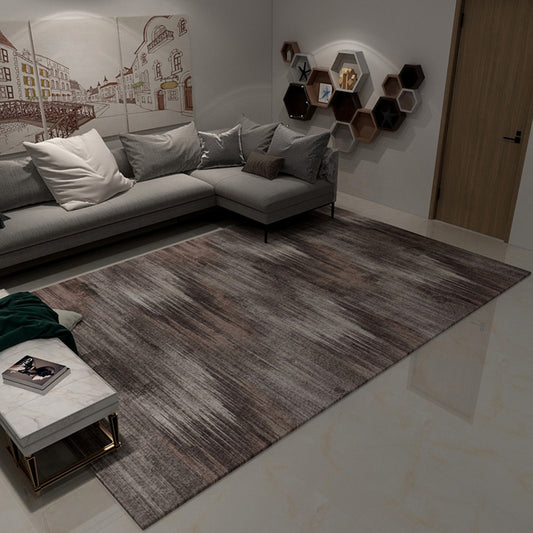 Dark Cyberpunk Style Rug Polypropylene Tie Dye Printed Abstract Rug Non-Slip Backing Washable Carpet for Room Dark Brown