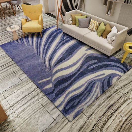 Industrial Abstract Indoor Rug Dark Color Polyester Rug Non-Slip Stain-Proofing Washable Carpet for Living Room Purplish Blue