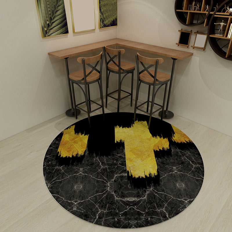 Dark Rust Pattern Rug Polypropylene Steampunk Rug Non-Slip Machine Washable Carpet for Bedroom Matte Black Clearhalo 'Area Rug' 'Rug' 1928001